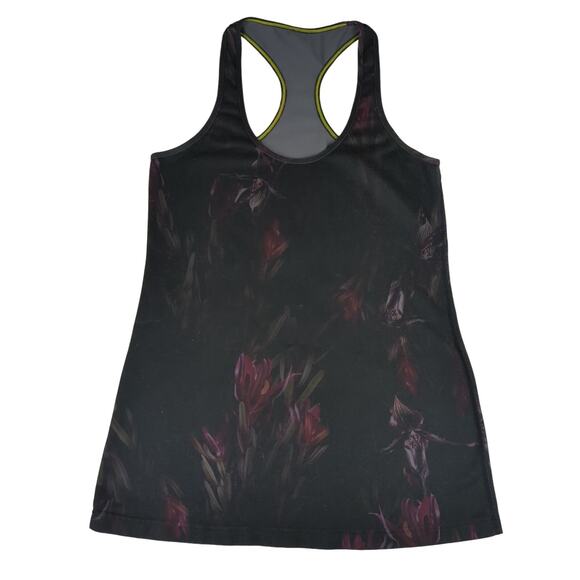 Lululemon Athletica Tops - Lululemon Cool Racerback Tank Black Floral Pattern Women's Size 10
